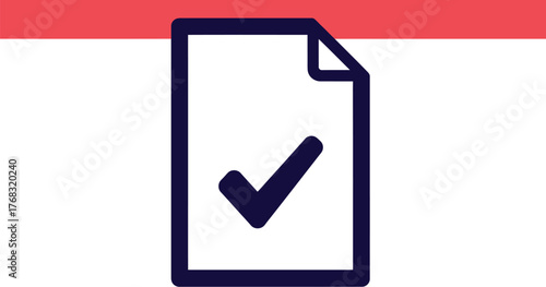 A checkmark is displayed on a document to signify approval and completion.