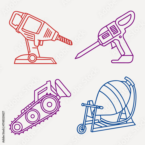 Isometric view of construction tools