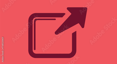 An abstract graphic depicts a square with an arrow pointing outwards, symbolizing sharing or export.