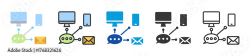 communication channels icon set multi style various collection