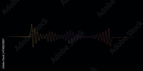 Continuous thin line sound wave icon. One line art audio symbol, single outline soundwave