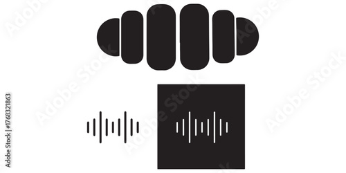 Continuous thin line sound wave icon. One line art audio symbol, single outline soundwave