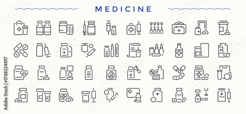 Medicine icon set. Urology icon set. Outline icons collection. Contains such icons as health, body and more. Editable stroke. Vector collection.