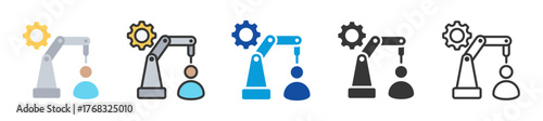 collaborative robots icon set multi style various collection