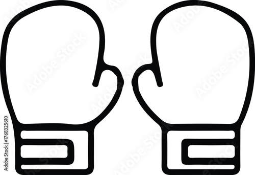 boxing glove line icon set illustration sport sign vector