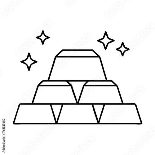 A stack of gold bars with sparkles, representing wealth and prosperity