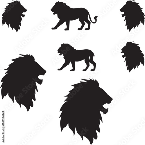Wild Lion Animal Silhouette Design