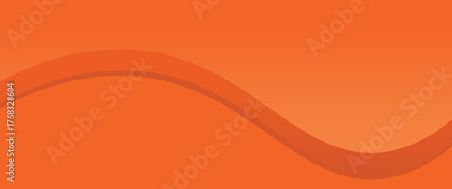 Orange background with smooth wave design. The background features a vibrant orange color and a soft gradient texture. Minimal abstract wavy gradient vector background