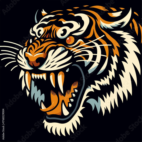 flat illustration of a tiger