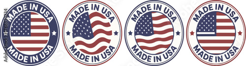 Four made in usa flag label variations