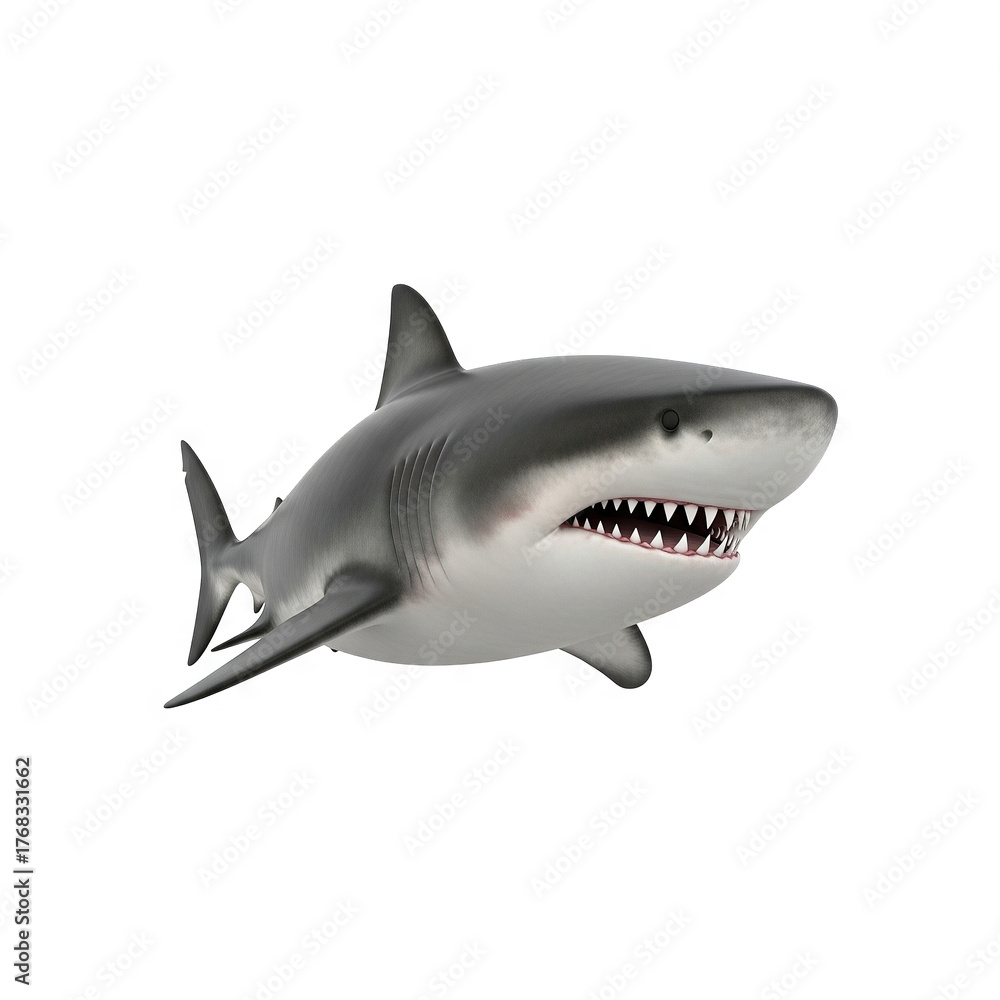 Obraz premium Great white shark illustration with open mouth Generative AI