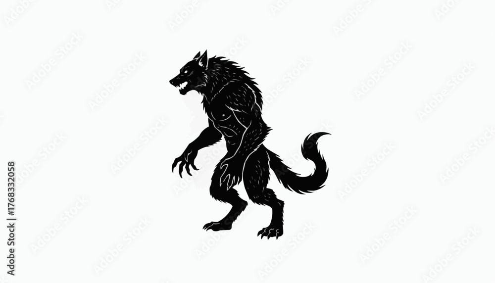 Fototapeta premium Fearsome werewolf creature illustration, a menacing beast for horror and fantasy designs