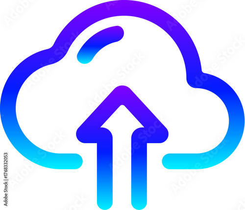 Modern Blue Gradient Line Icon of Cloud Upload