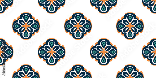 vector illustration ornamental mosaic tiles for textile design