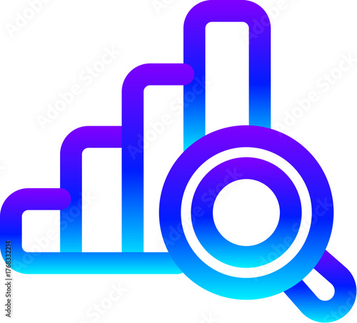 Modern Blue Gradient Line Icon of Data Search