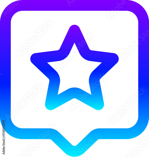 Modern Blue Gradient Line Icon of a Rating Star in Bubble