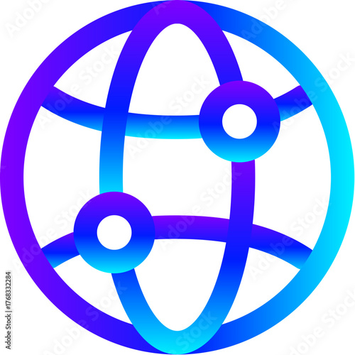 Modern Blue Gradient Line Icon of a Global Network
