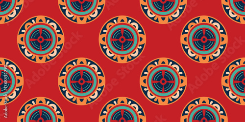 vector illustration ancient arabic tiles with floral ornaments