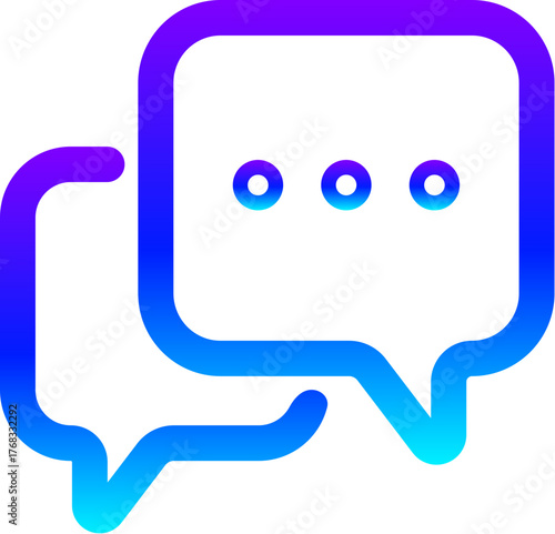Modern Blue Gradient Line Icon of a Chat Bubble