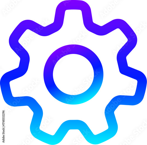 Modern Blue Gradient Line Icon of a Settings Gear