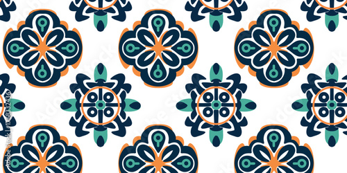 vector illustration elegant oriental ceramic seamless ornament