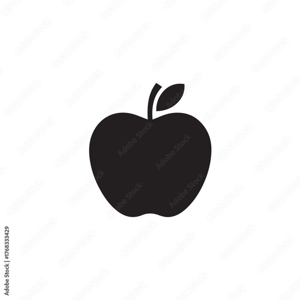 Fototapeta premium Minimalist Black Apple with Bite Vector