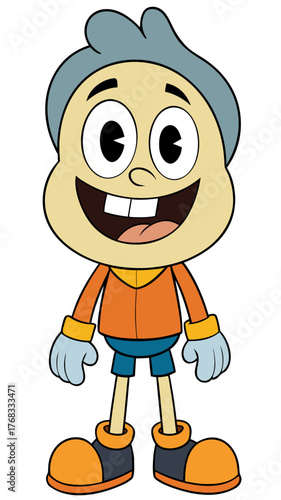 Happy Cartoon Character Laughing with Joyful Expression

