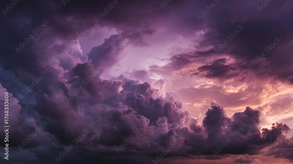 Obraz premium midgard. Dark purple storm clouds gathering before rainfall, dramatic sky formation, natural weather phenomenon. travel magazines, destination branding, designed for travel destination branding.