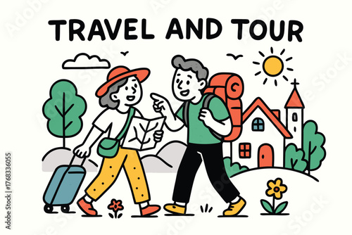 Travel and tour vector art work