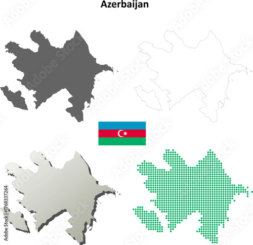 Azerbaijan Outline Map Vector – High Detail Editable Asian Country Silhouette for Education, Design, and Travel Projects