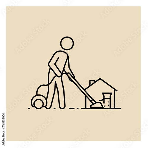 man and vacum cleaner