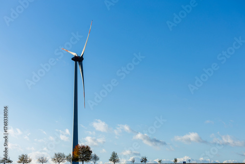 Wind Turbine Under Blue Sky