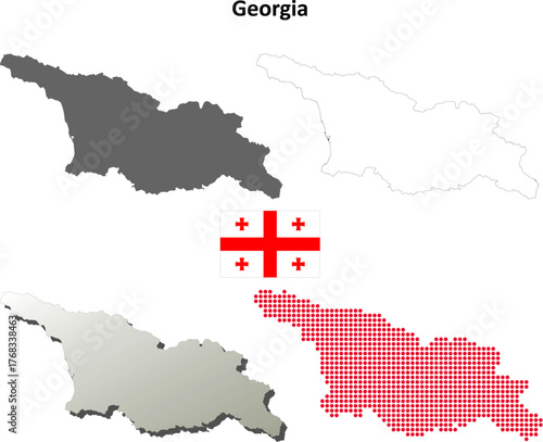 Georgia Outline Map Vector – High Detail Editable Caucasus Country Silhouette for Education, Design, and Travel Projects