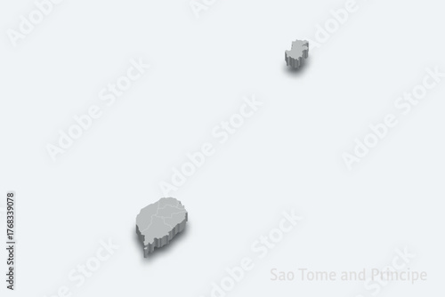 Sao Tome and Principe 3d map with borders regions