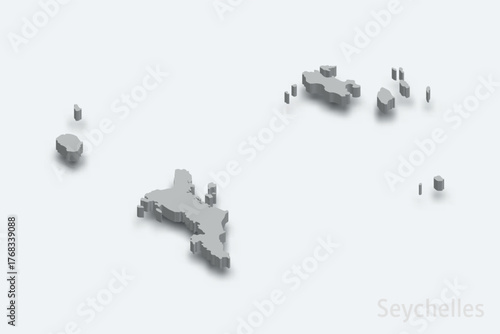 Seychelles 3d map with borders regions
