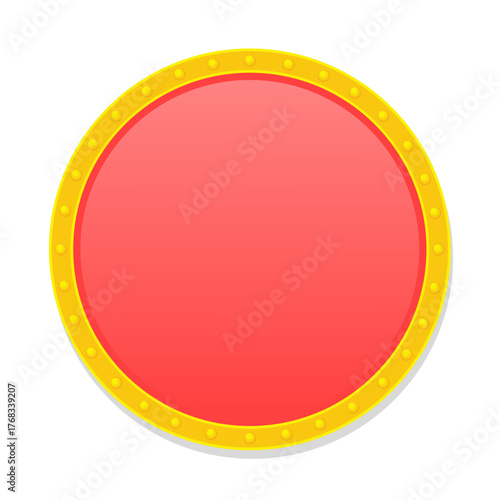 A red round frame with a yellow border isolated on a white background. Vector illustration
