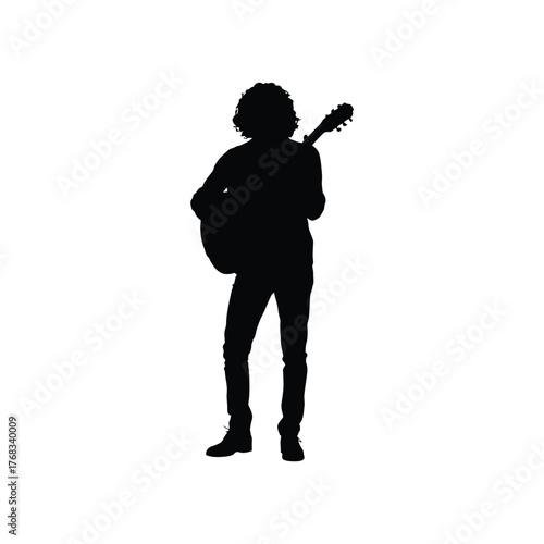 
Country musician silhouette with acoustic guitar