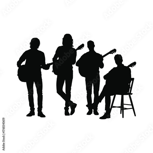 
Country musician silhouette with acoustic guitar