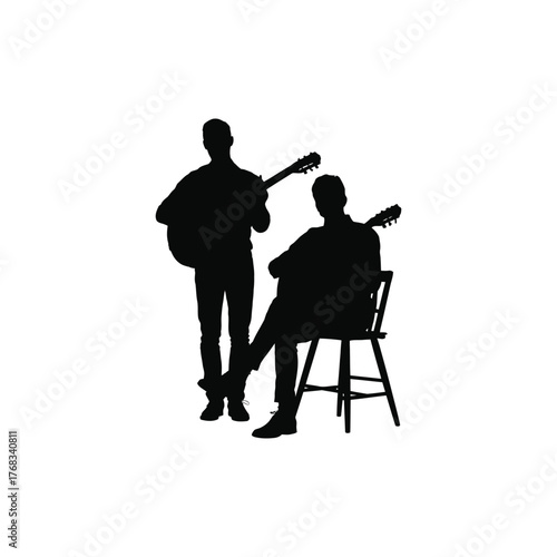 
Country musician silhouette with acoustic guitar