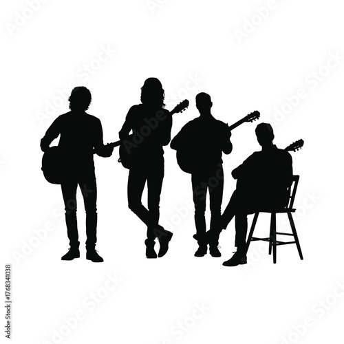 
Country musician silhouette with acoustic guitar
