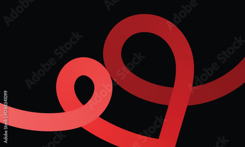 Red Heart Flow – Abstract Love Symbol with Gradient on Black Background