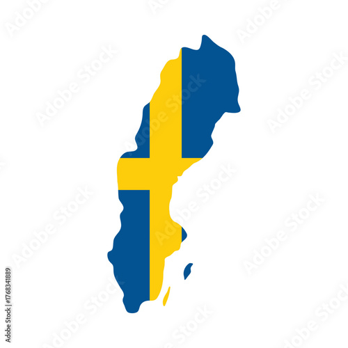 Isolated Sweden map filled with blue and yellow flag design for national identity vector illustration