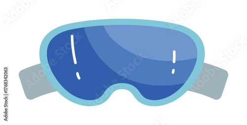 Blue ski goggles isolated on white background for winter sports and safety vector illustration