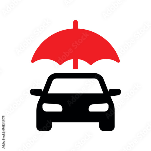 Car protection icon with umbrella for covered parking and vehicle safety visuals