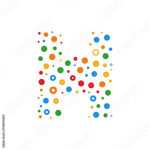 Letter H dots and colours logo.