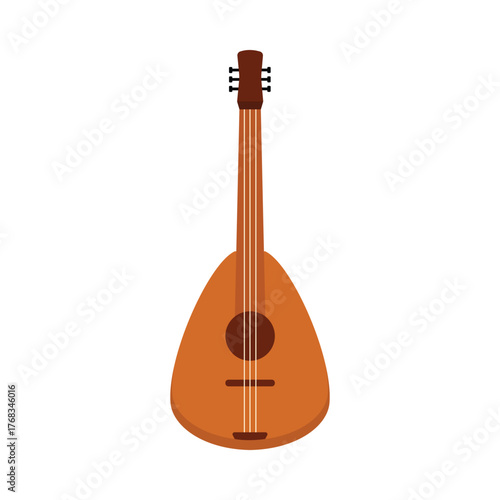 Flat isolated oud instrument representing Saudi Arabian culture and music on a white background vector illustration