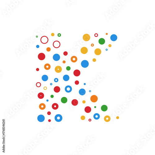 Letter K dots and colours logo.