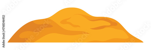 Golden sand dune isolated on white background representing Saudi Arabia desert landscape vector illustration