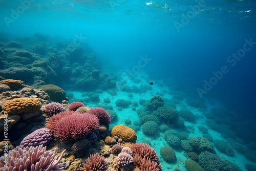 Wallpaper Mural Vibrant coral reefs seen from above in shallow tropical water. Torontodigital.ca