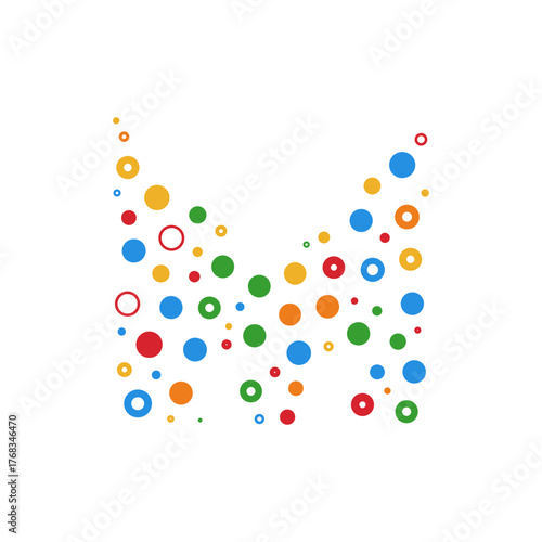 Letter M dots and colours logo.